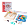 Joc Montessori din Lemn 3 în 1 – Prinde, Sortează și Potrivește Bile Colorate