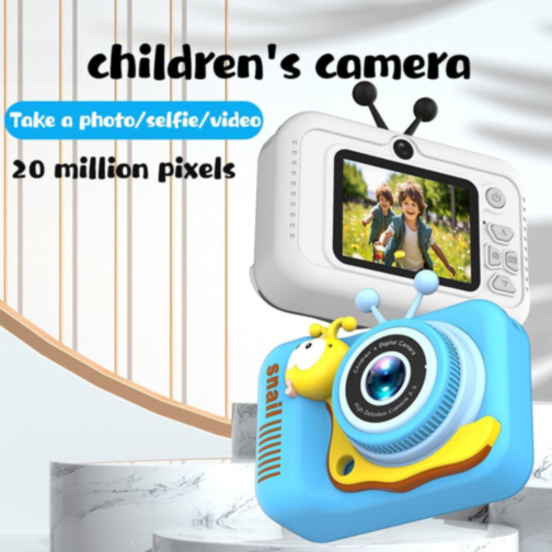 Aparat Foto Digital pentru Copii – Design Creativ Melc, Funcții Video și Jocuri (culoare aleatorie)