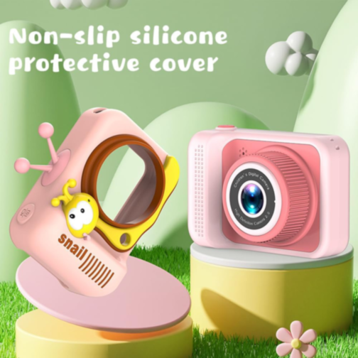 Aparat Foto Digital pentru Copii – Design Creativ Melc, Funcții Video și Jocuri (culoare aleatorie)