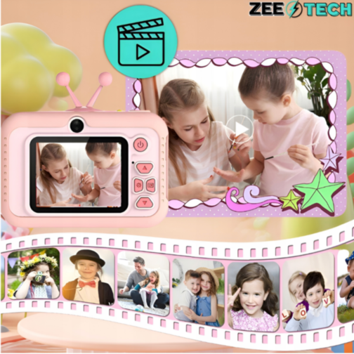 Aparat Foto Digital pentru Copii – Design Creativ Melc, Funcții Video și Jocuri (culoare aleatorie)