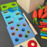 Cub Montessori Lemn 8 în 1 cu Legume și Pescuit