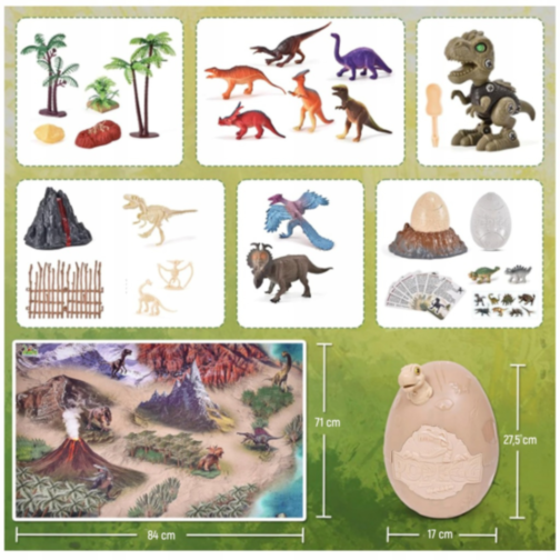 Ou Dinozaur cu Figurine și Decor Preistoric