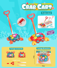 Crab pe Băț cu Sunete și Roți Dințate Rotative