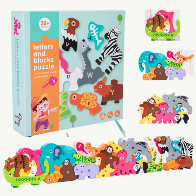 Puzzle din Lemn cu Animale și Alfabet – Joc Educativ | image