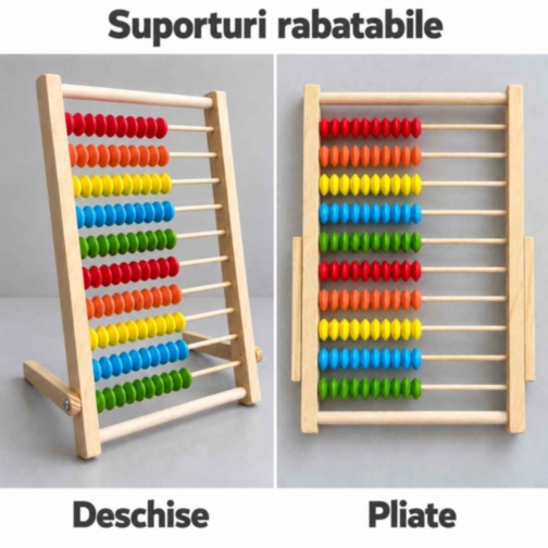 Numărătoare din lemn cu 100 de bile colorate
