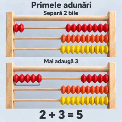 Numărătoare din lemn cu 100 de bile colorate
