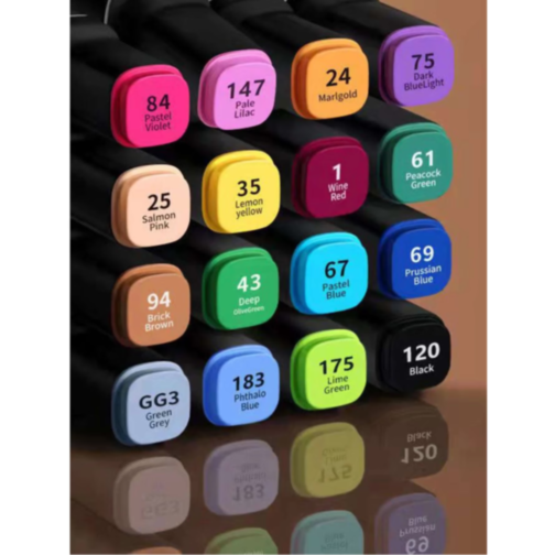 Set de 24 Markere Colorate Dublu Vârf cu Husă Compactă
