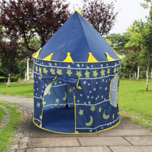 Căsuță de Joacă Tip Cort Castel pentru Copii, Design cu Stele și Lună, 135 cm