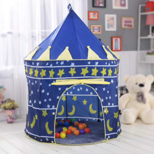 Căsuță de Joacă Tip Cort Castel pentru Copii, Design cu Stele și Lună, 135 cm