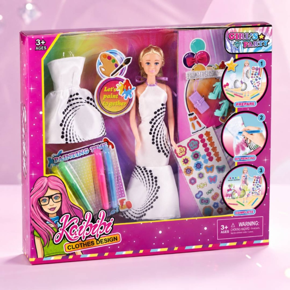 Ambalaj real set păpușă pentru colorat și decorat rochii