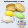 Set senzorial squishy cu 3 găluște și coșuleț