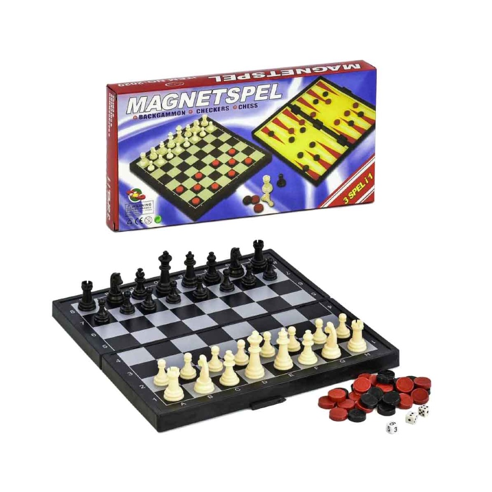 processing overhead Blur Joc de Dame, Șah și Table , set 3 în 1 Magnetic, 24cm