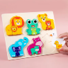Puzzle de lemn cu animale și puii lor