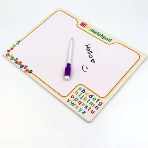 Puzzle din Lemn cu Forme Geometrice și Tablă de Scris