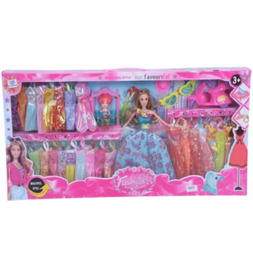 Set Păpușă Mare cu Rochii și Accesorii