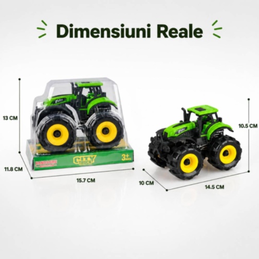 Tractor Monster Truck cu Inerție și Roți Uriașe
