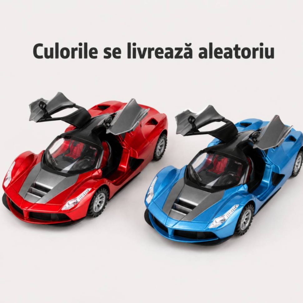 Mașina sport cu inerție se livrează aleatoriu în culoare roșie sau albastră