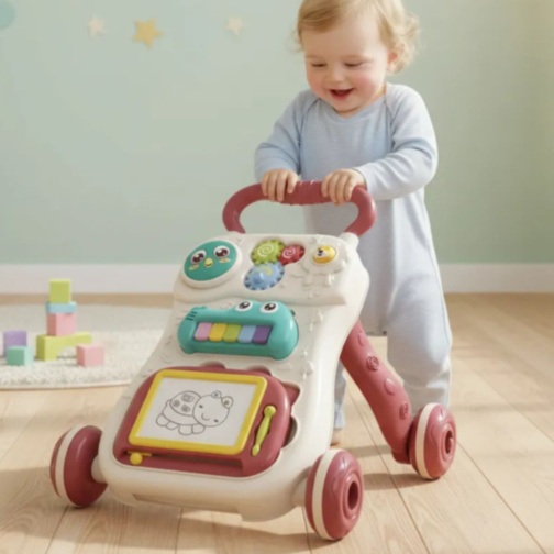 Premergător multifuncțional 6 în 1 cu activități (bej deschis)