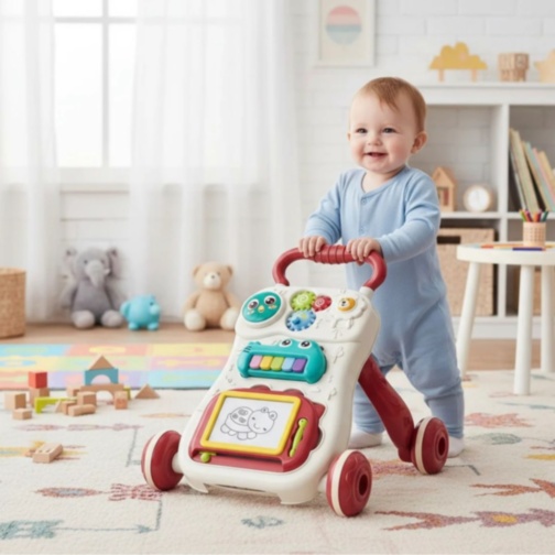 Premergător multifuncțional 6 în 1 cu activități (bej deschis)