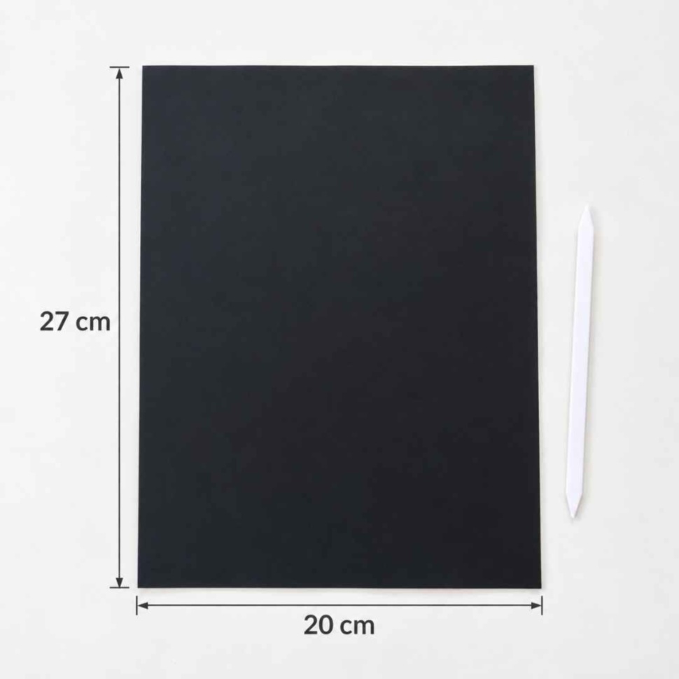 Dimensiunea unei foi răzuibile Scratch Paper: 27 cm înălțime și 20 cm lățime