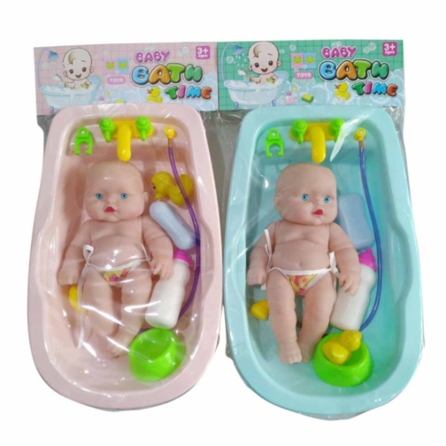 Păpușa Bebe cu Cadă și Accesorii de Băiță