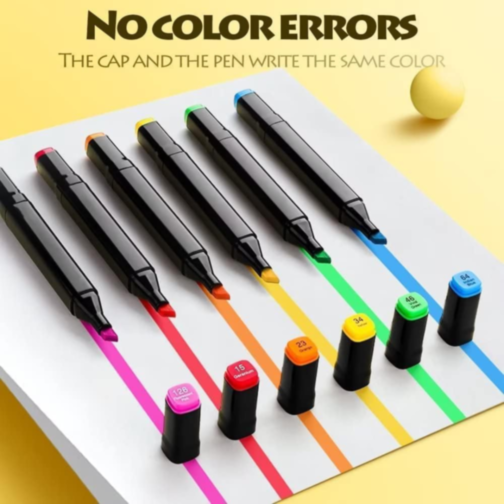 Set de 60 Markere Colorate Dublu Vârf cu Husă Practică
