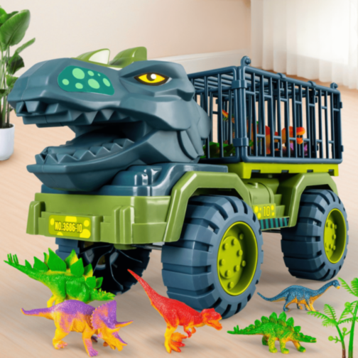 Camion Dinozaur cu Triceratops și Figurine Dino (model aleatoriu) 