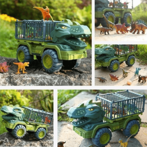 Camion Dinozaur cu Triceratops și Figurine Dino (model aleatoriu) 