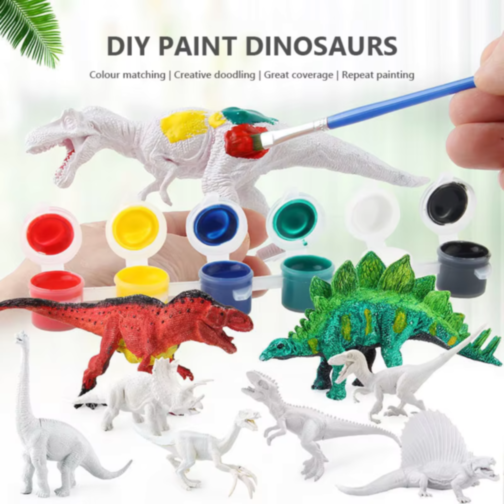 Set creativ cu 8 dinozauri de pictat