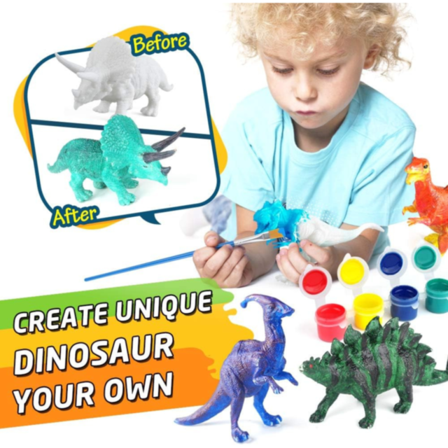 Set creativ cu 8 dinozauri de pictat