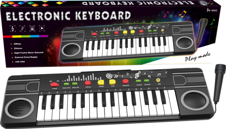 Orga Electronică cu Multiple Funcții și Microfon, 47cm