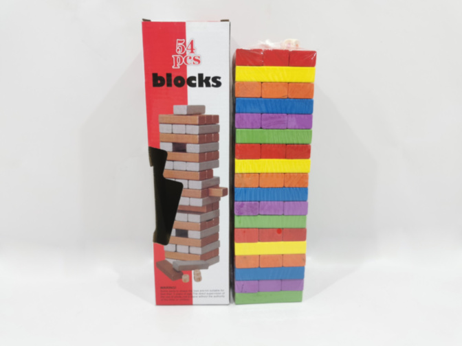 Jenga din Lemn cu 54 Cărămizi Colorate