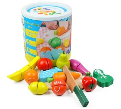 Set Fructe și Legume de Feliat din Lemn, joc Montessori | image
