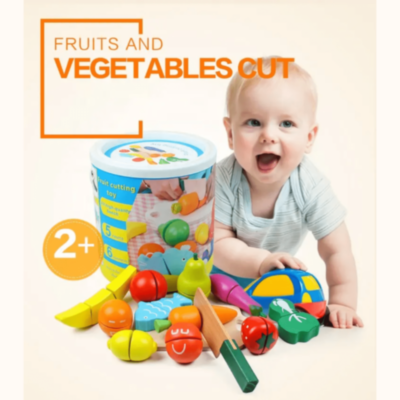 Set Fructe și Legume din Lemn de Tăiat – 27 piese | image