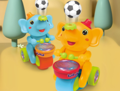 Elefant toboșar interactiv cu lumini, sunete și minge (culoare aleatorie)  | image