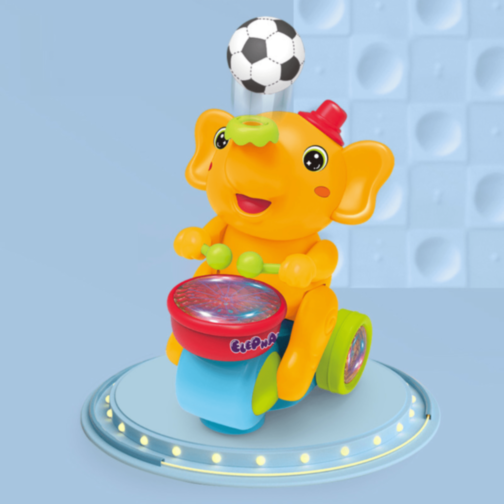 Elefant toboșar interactiv cu lumini, sunete și minge (culoare aleatorie) 