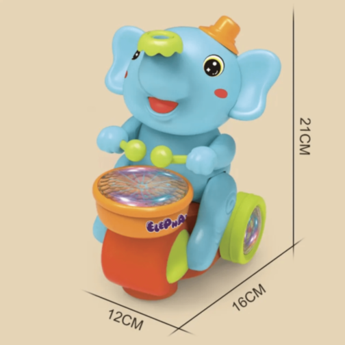 Elefant toboșar interactiv cu lumini, sunete și minge (culoare aleatorie) 