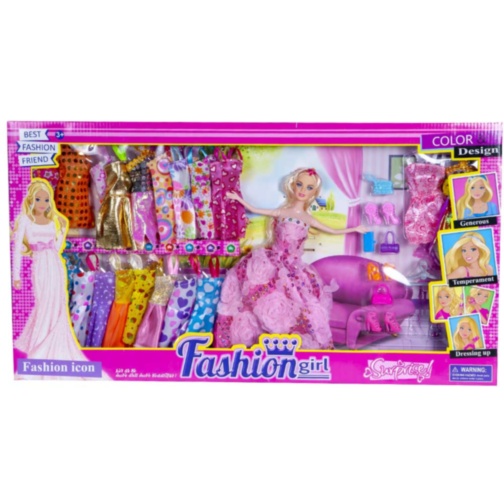 Barbie cu 20 de Ținute, 4 Perechi de Pantofi și 4 Gentuțe
