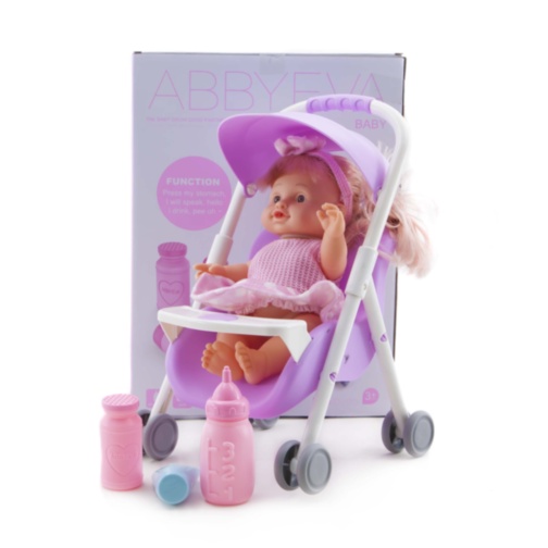 Păpușa  la Oliță  Interactivă, cu 4 Sunete Realiste, Cărucior Mini, Suzetă și Biberon