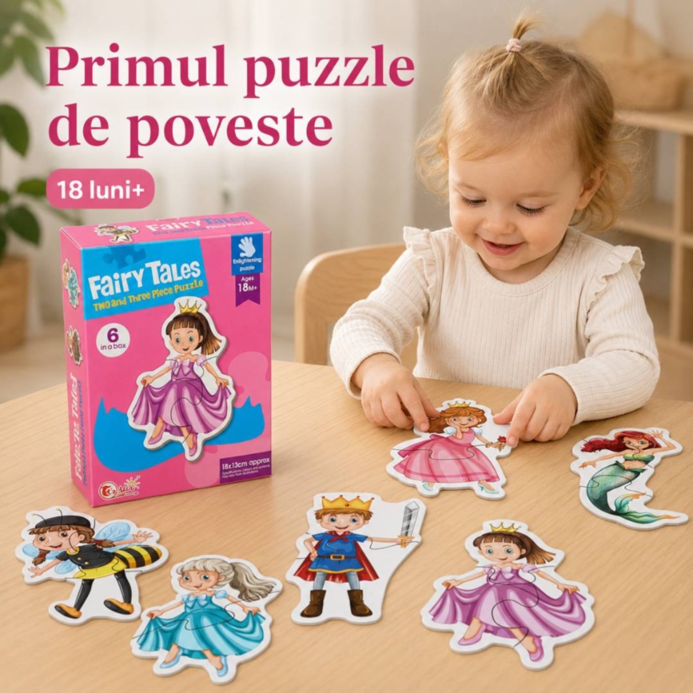 Puzzle Montessori Fairy Tales 6 în 1 pentru copii mici cu personaje din povești