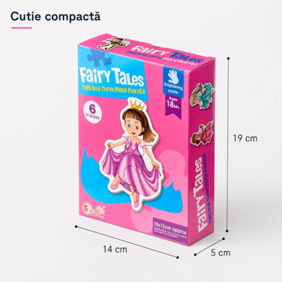 Cutie compactă puzzle Montessori Fairy Tales 19 × 14 × 5 cm