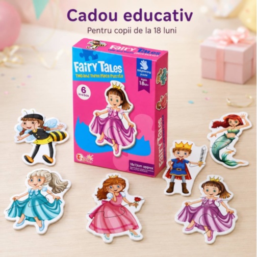 Set puzzle cu personaje din povești pentru copii mici
