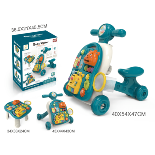 Premergător 4-în-1 pentru Bebeluși | Masă de Joacă, Vehicul și Activități Muzicale  