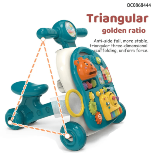 Premergător 4-în-1 pentru Bebeluși | Masă de Joacă, Vehicul și Activități Muzicale  