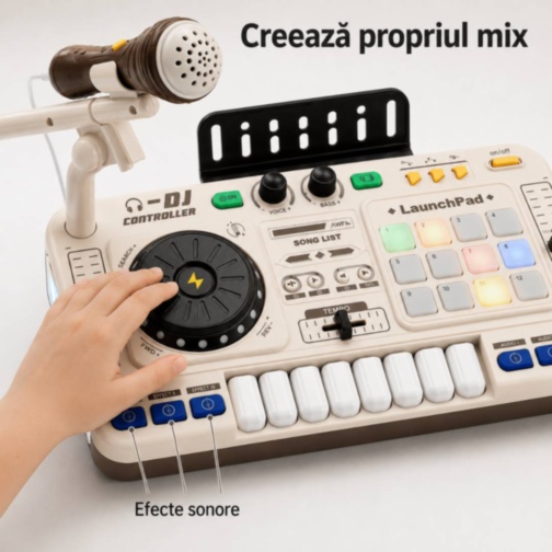 Mixer DJ muzical pentru copii cu microfon și lumini