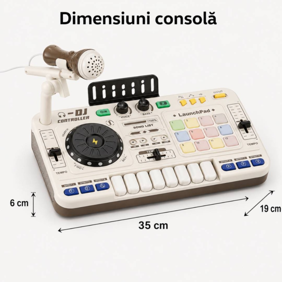 Dimensiuni mixer DJ pentru copii 35 × 19 × 6 cm