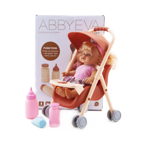 Păpușa  la Oliță  Interactivă, cu 4 Sunete Realiste, Cărucior Mini, Suzetă și Biberon