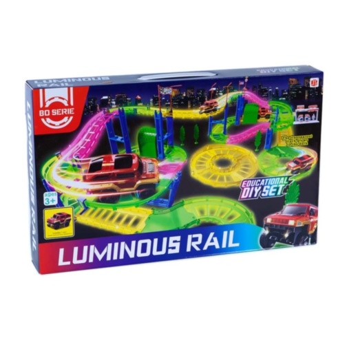 Pista Auto cu Circuit Flexibil, Luminos și 1 Mașinută