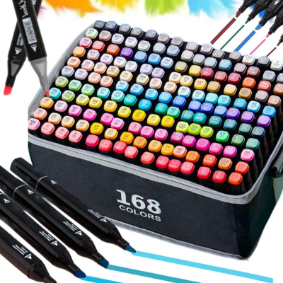 Set de Markere cu 168 Culori Vibrante – Ideal pentru Desen și Ilustrații | image