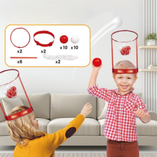 Set Coș de Baschet Amuzant cu Bentiță și Mingi | Joc Interactiv pentru Copii și Familie